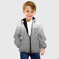 Куртка с капюшоном детская Герб РФ клетка паттерн, цвет: 3D-черный — фото 2