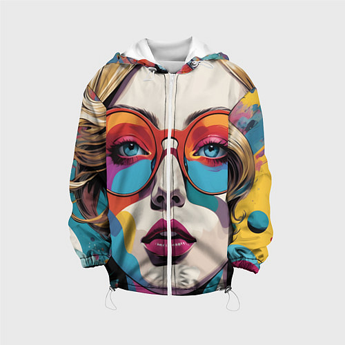 Детская куртка Девушка в солнечных очках поп-арт / 3D-Белый – фото 1