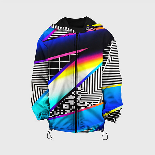 Детская куртка Neon stripes geometry / 3D-Черный – фото 1