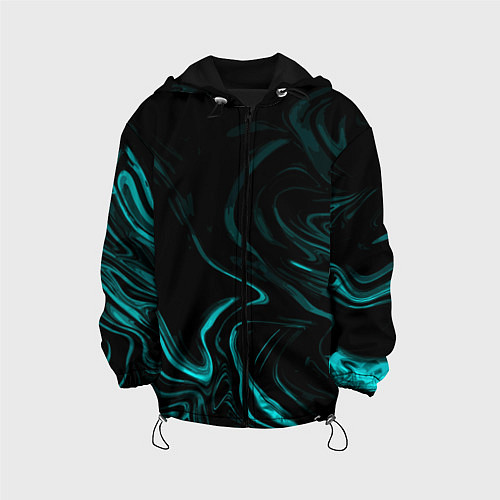 Детская куртка Чёрный с бирюзовыми разводами абстракция / 3D-Черный – фото 1