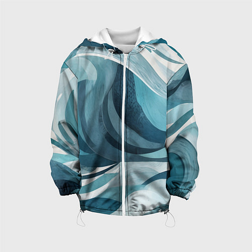Детская куртка Океан абстракция волны / 3D-Белый – фото 1