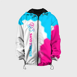 Куртка с капюшоном детская Stumble Guys neon gradient style по-вертикали, цвет: 3D-черный