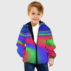 Куртка с капюшоном детская Неоновые цвета градиент краски, цвет: 3D-черный — фото 2