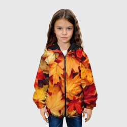 Куртка с капюшоном детская Осенние кленовые листья, цвет: 3D-черный — фото 2