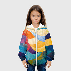 Куртка с капюшоном детская Разноцветная геометрическая мозаика, цвет: 3D-белый — фото 2