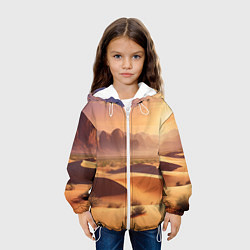 Куртка с капюшоном детская Закат в жаркой пустыне, цвет: 3D-белый — фото 2