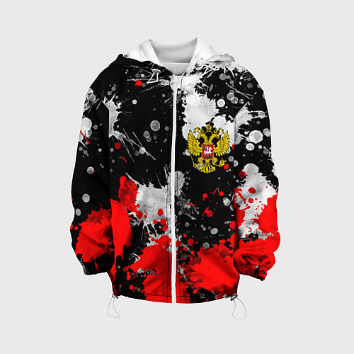 Детская куртка Герб РФ абстрактыне краски / 3D-Белый – фото 1