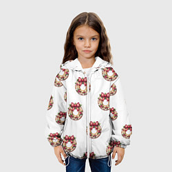 Куртка с капюшоном детская Много новогодних пончиков с бантиком и ягодами, цвет: 3D-белый — фото 2