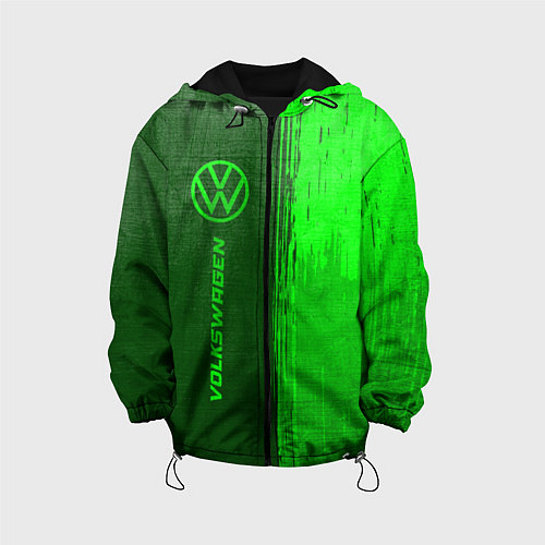 Детская куртка Volkswagen - green gradient по-вертикали / 3D-Черный – фото 1