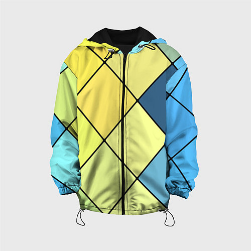 Детская куртка Геометрия линии клетка / 3D-Черный – фото 1