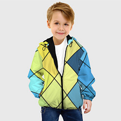 Куртка с капюшоном детская Геометрия линии клетка, цвет: 3D-черный — фото 2