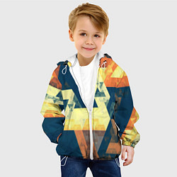 Куртка с капюшоном детская Абстрактные треугольники, цвет: 3D-белый — фото 2