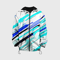 Детская куртка Чёрно-сине-голубые полосы на белом фоне