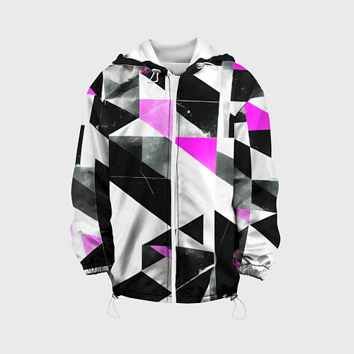 Детская куртка Black and pink abstraction on a white background / 3D-Белый – фото 1