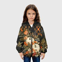 Куртка с капюшоном детская Бледные тыквы, цвет: 3D-черный — фото 2