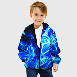 Куртка с капюшоном детская Огненный синий цветок, цвет: 3D-черный — фото 2