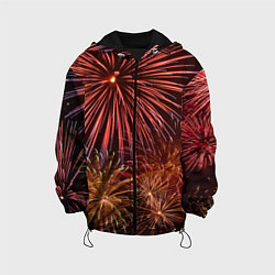 Куртка с капюшоном детская Яркий красочный фейерверк, цвет: 3D-черный