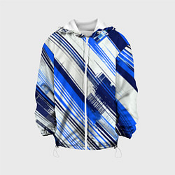 Детская куртка Синие диагональные полосы на белом фоне