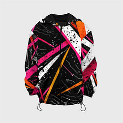 Куртка с капюшоном детская Разноцветные праздничные линии, цвет: 3D-черный