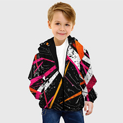 Куртка с капюшоном детская Разноцветные праздничные линии, цвет: 3D-черный — фото 2