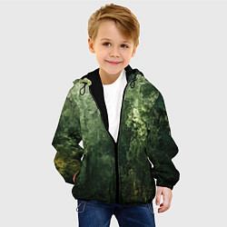 Куртка с капюшоном детская Зеленый камуфляж с эффектом старины, цвет: 3D-черный — фото 2