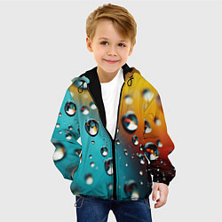 Куртка с капюшоном детская Крупные капли на цветном фоне, цвет: 3D-черный — фото 2