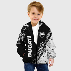 Куртка с капюшоном детская Ducati - следы от шин, цвет: 3D-черный — фото 2