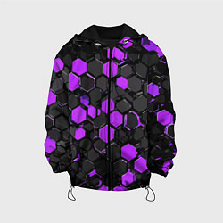 Детская куртка Фиолетово-серые шестиугольники на чёрном фоне