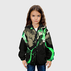 Куртка с капюшоном детская Зелёный разлом в камне, цвет: 3D-черный — фото 2