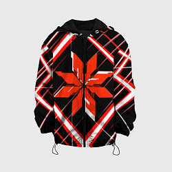 Куртка с капюшоном детская Красно-белая звезда и полосы на чёрном фоне, цвет: 3D-черный