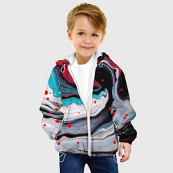 Куртка с капюшоном детская Флюид арт абстракция, цвет: 3D-белый — фото 2