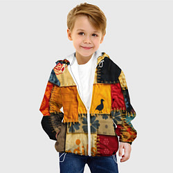 Куртка с капюшоном детская Пэчворк с птичкой, цвет: 3D-белый — фото 2