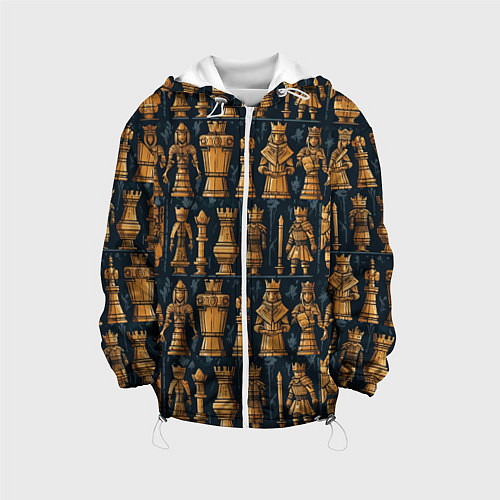 Детская куртка Ладья ферзь пешка и другие шахматные фигуры / 3D-Белый – фото 1