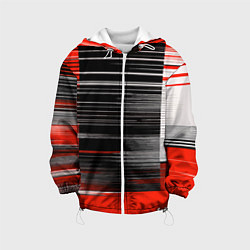 Детская куртка Белые вертикальные полосы на чёрно-красном фоне