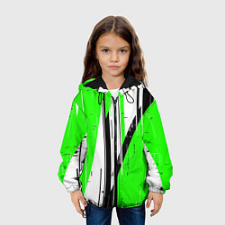 Куртка с капюшоном детская Black and white vertical stripes on a green backgr, цвет: 3D-черный — фото 2