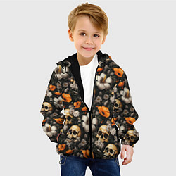 Куртка с капюшоном детская Маки и черепа, цвет: 3D-черный — фото 2