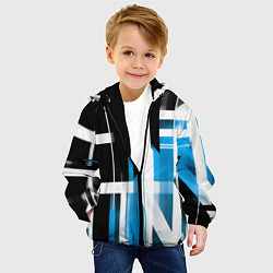Куртка с капюшоном детская Чёрно-синие вертикальные и горизонтальные полосы н, цвет: 3D-черный — фото 2