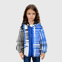 Куртка с капюшоном детская White stripes on a black and blue background, цвет: 3D-черный — фото 2