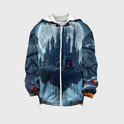 Детская куртка Замок Дракулы и неоновые грибы - нейроарт фантазия