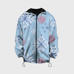 Куртка с капюшоном детская Снежинки Эльзы, цвет: 3D-черный
