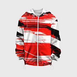 Детская куртка Горизонтальные чёрно-белые линии на красном фоне