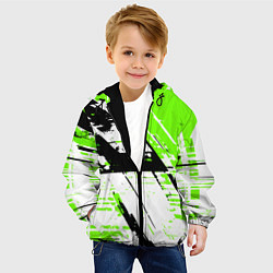 Куртка с капюшоном детская Diagonal black and green stripes on a white backgr, цвет: 3D-черный — фото 2