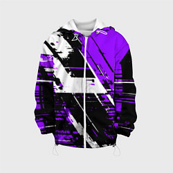 Куртка с капюшоном детская Diagonal black and white stripes on a purple backg, цвет: 3D-белый