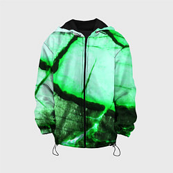 Детская куртка Трещины на абстрактном зелёном фоне
