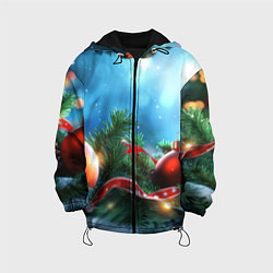 Детская куртка Красные игрушки новогодние