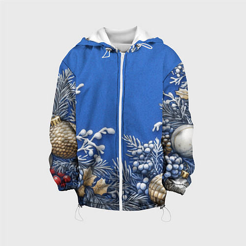 Детская куртка Новогодние веточки / 3D-Белый – фото 1