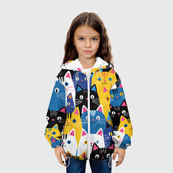 Куртка с капюшоном детская Много цветных котиков, цвет: 3D-белый — фото 2