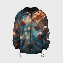 Куртка с капюшоном детская Новый год боке стиль, цвет: 3D-черный