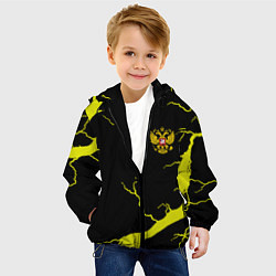 Куртка с капюшоном детская Россия шторм герб, цвет: 3D-черный — фото 2