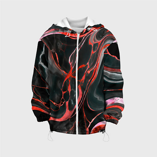 Детская куртка Красно-чёрный мрамор / 3D-Белый – фото 1
